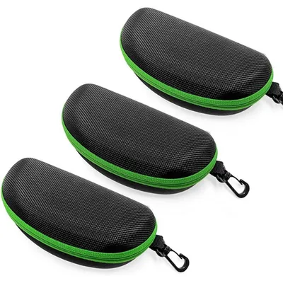 Produktbild von 3er Set Brillenetui Hartschale mit Gürtelclip Grün 16.5 x 7.5cm