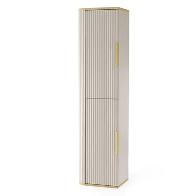 Produktbild von Badezimmerschrank RIVELA Kaschmir 40 x 160 x 34 cm geriffelter Front Hochschrank hängend Badmöbel Badschrank Badregal