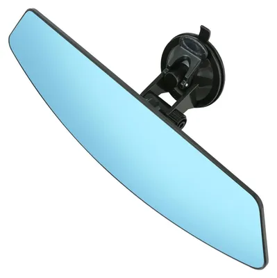 Image de Miroir de surveillance intérieur universel pour voiture, panoramique, grand angle, avec ventouse, forme trapézoïdale bleue, 318 mm