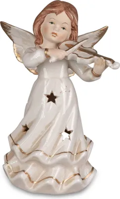 Produktbild von Deko Engel Schutzengel Teelichthalter Geige Skulptur Figur Elfe Fee Windlicht