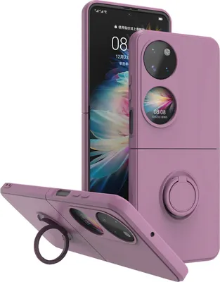 Produktbild von Huawei P50 Pocket Handyhülle, Ring Halter Ständer Kratzfeste Weiche Silikon schutzhülle für Huawei P50 Pocket Lila