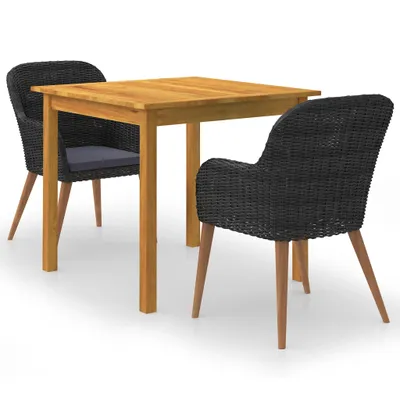 Produktbild von The Living Store 3-tlg. Garten-Essgruppe Schwarz