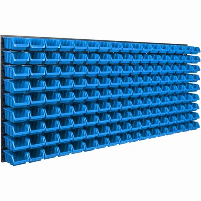 Obrázok produktu pre Nástenný panel na náradie 173 x 78 cm s 153  ks. Krabice závesný Modré Boxy Skladovací systém
