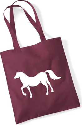 Produktbild von Huuraa Jutebeutel Pferd Silhouette 10 Liter Burgundy Baumwolle Tasche Geschenkidee