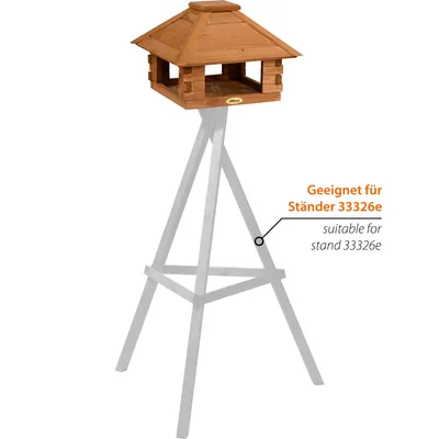 Produktbild von dobar Vogelfutterhaus Vogelhaus Blockhaus 4-eckig, Holzdach, 37x37x26 cm