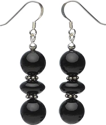 Produktbild von Ohrringe Ohrhänger aus echtem Onyx & 925 Silber schwarz Ohrschmuck Damen