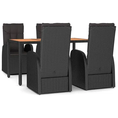 Produktbild von vidaXL 5-tlg. Garten-Essgruppe mit Kissen Schwarz Poly Rattan