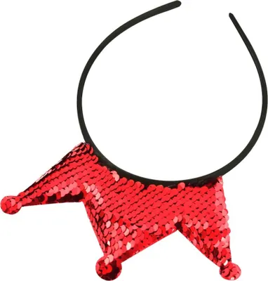 Produktbild von Oblique Unique Haarreifen mit Krone Glitzer Pailletten Fasching Karneval Party rot