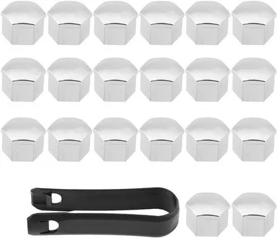 Productafbeelding van E-Ambar - 20-delige set Zilveren Universele Wieldoppen voor 17mm Wielmoeren