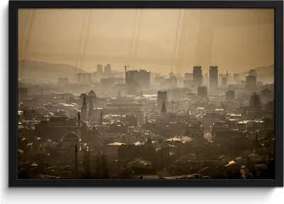Produktbild von MuchoWow® MuchoWow® Gerahmtes Poster Skyline über der Stadt Sarajevo Bosnien und Herzegowina 60x40 cm - Poster mit zchwarzem Bilderrahmen - Printing - Wanddeko Schlafzimmer