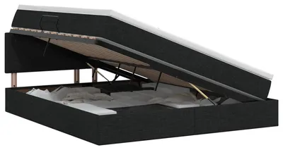 Image de vidaXL Lit de rangement avec matelas noir 180 x 200 cm velours