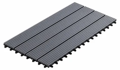 Produktbild von WPC-Terrassenfliese hellgrau geriffelt