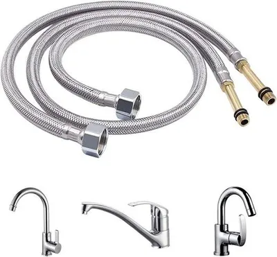 Imagen del producto de Manguera flexible para conexión de grifos - Tubo flexible para conexión de agua - 1 unidad - 1/2 pulgada - 60 cm