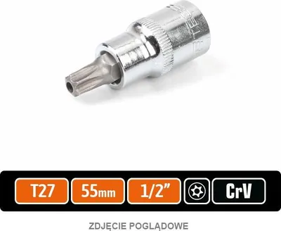 Immagine prodotto di Chiave a bussola 1/2" con punta TORX 55 mm/T27 (con foro) / TEGER