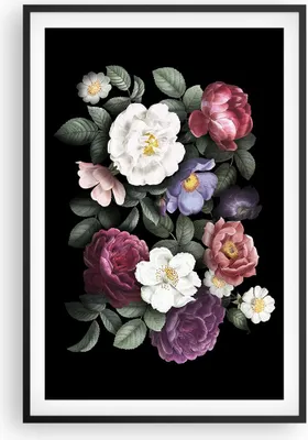 Produktbild von Gerahmtes Poster - Schwarzer Rahmen - Blumen Blumenstrauß Komposition - 61x91,5 cm - Wand Bild - Wanddeko - Wandbilder - Kunstposter - Wandposter - Bilderrahmen - Bilder - Kunstdruck - P2BPA61x91-5032
