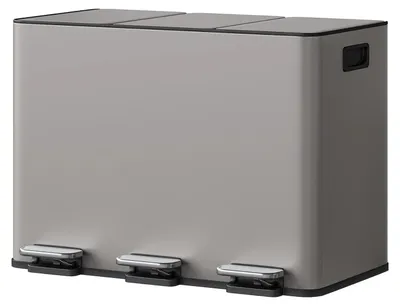 Produktbild von Küchenmüllbehälter, 3-Fächer-Design, Edelstahlkonstruktion, Grau