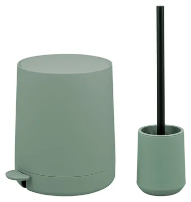 Produktbild von eluno Bad-Set TESERO 2tlg. bestehend aus 1x Kosmetikeimer 4 Liter und 1x WC-Garnitur aus Kunststoff in Grün
