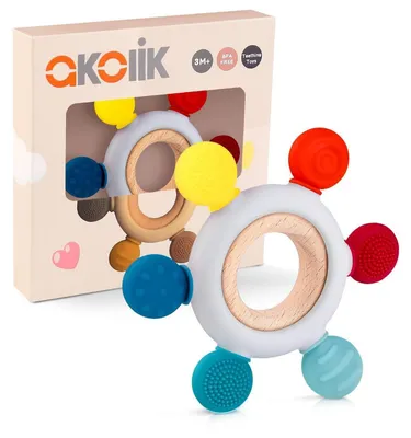 Produktbild von Beißring Baby BPA-frei Silikon Zahnungshilfe Ruder Greifling ab 0-12 Monate
