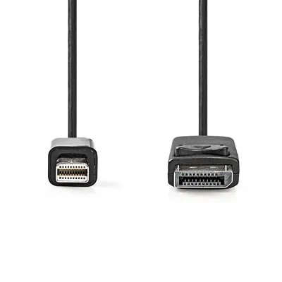 Produktbild von Nedis Mini Displayport-Kabel - DisplayPort 1.2 - Mini DisplayPort Stecker - DisplayPort Stecker - 21.6 Gbps - Vernickelt - 2.00 m - Rund - PVC - Schwarz - Label