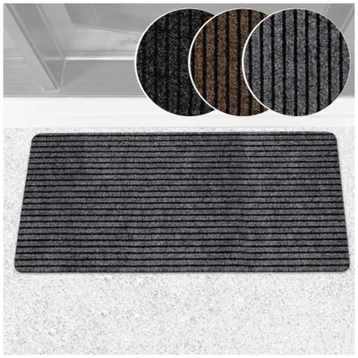 Produktbild von ANRO Schmutzfangmatte Mischa Grau 50x100 cm – Fußmatte Türmatte mit abgerundeten Ecken, rutschfeste Gummirückseite, für Innen & Außen