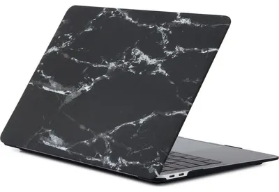 Produktbild von Mobigear Marble Schutzhülle für MacBook Air 13 Zoll (2018-2020), Hartschalenhülle, MacBook Case - Schwarz - Modell A1932 / A2179 / A2337