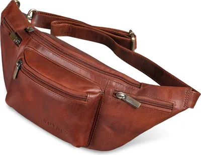 Produktbild von ROYALZ "Laguna" Bauchtasche Leder Vintage Look Gürteltasche Uni auch als Brusttasche Crossbody Bag Hüfttasche für Damen und Herren Echtleder