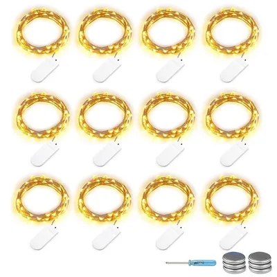 12er-Set 30 LED Micro Lichterkette, 3 m, warmweiß, Batterie