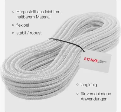 Produktbild von Seilwerk STANKE Polypropylenseil 12mm 30m Weiß - Wäscheleine für Balkon, Camping, Garten - Zeltschnur, Schwimmseil für Angeln, Wassersportarten