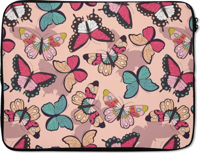 Produktbild von MuchoWow® Laptop Hülle 15 Zoll Schmetterling - Rosa - Blau - Design Laptoptasche - Laptoptasche - Sleeve - Rundum-Schutz
