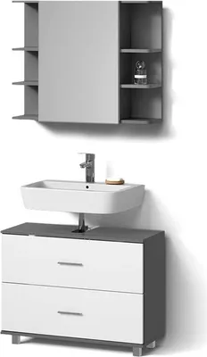 Immagine prodotto di Set mobili bagno Livinity Eisak Bianco/antracite 2 parti, Model 52591