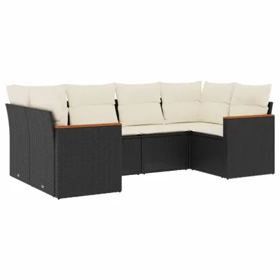 Produktbild von vidaXL 6-tlg. Garten-Sofagarnitur mit Kissen Schwarz Poly Rattan