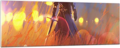 Produktbild von Bilder auf glas - Krieger Schwert - 90x30cm - Glasbilder - Wandbilder - Kunstdruck - zum Aufhängen bereit - Wanddekoration aus Glas - Glas Bilder - Wandbild auf Glas - Einteilig - GAB90x30-3819