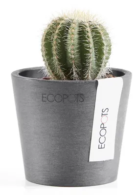 Produktbild von Ecopots Übertopf Amsterdam Kunststoff grau Ø 8 x 7 cm