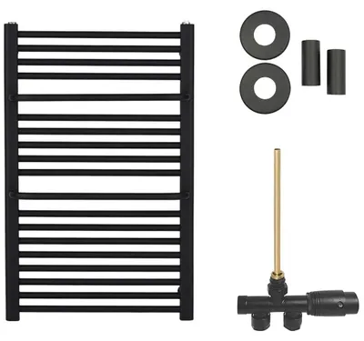 Imagen del producto de CERANO - Juego de radiador para baño Antonio - calefacción central - conexión lateral de un solo punto - 351W -  mate - 660x550 mm