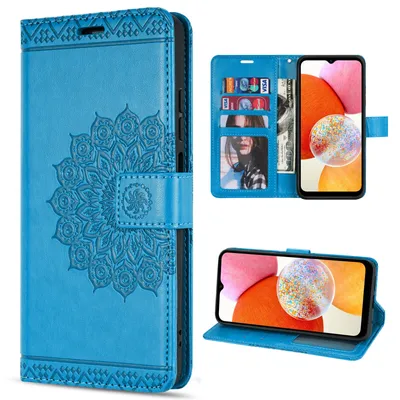 Produktbild von Klapphülle für Samsung Galaxy A14 in 6 Farben Handyhülle Wallet Case Kunstleder Blau