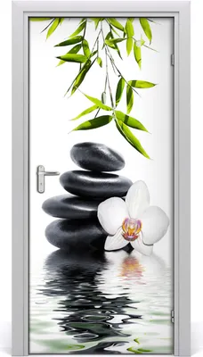 Produktbild von Tulup Türaufkleber 95x205 cm Dekorative Aufkleber Selbstklebend Wasserdichte Tapete Abnehmbar Schlafzimmer Wohnzimmer Wohnkultur - Orchidee und Steine
