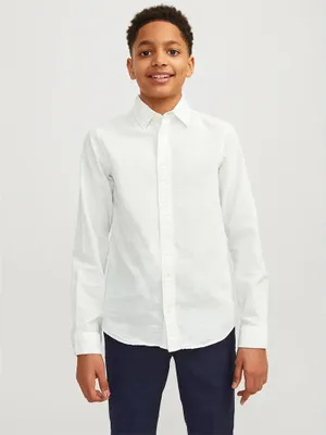 Produktbild von Jack & Jones Elinen Blend Langarmhemd Weiß 12 Years Jungen Weiß 12 Years