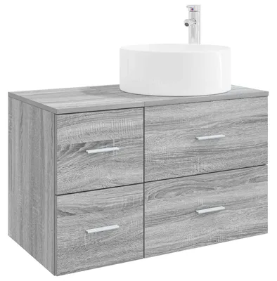 Obrázek produktu pro Sada koupelnového nábytku, 2 kusy, šedá barva Sonoma, materiál: dřevotříska