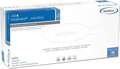 Produktbild von MAIMED solution PF Nitril mikrogeraute Fingerspitzen blau, Gr. XL 1 Pack = 200 stk.