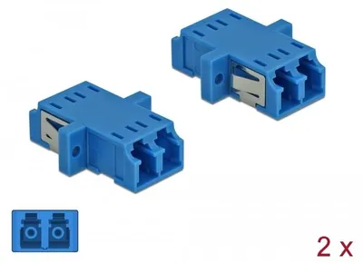 Productafbeelding van Delock vezeloptie LC duplex connector, mannelijk naar vrouwelijk, single-mode, 2 stuks, blauw