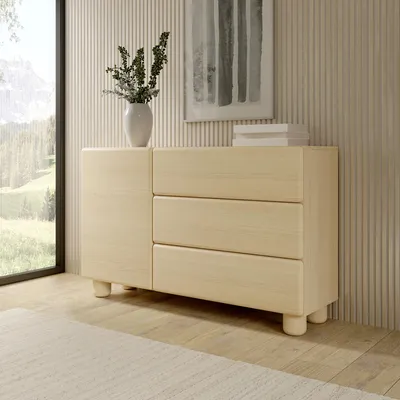 Immagine prodotto di Hanerito - Credenza, 130x38x80h cm Marrone Rovere, 3 Cassetti