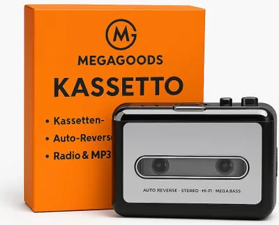 Produktbild von USB Kassettenrekorder tragbar mit Radio und MP3 Konverter DE.