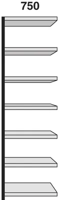 Produktbild von Regalfeld Stora 100 HxBxT 260x75x40cm 7 Böden ohne Rückwand silber/lichtgrau