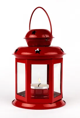 Produktbild von MAADES Weihnachtslaterne Windlicht Laterne Kerzenhalter Metalllaterne - Rot