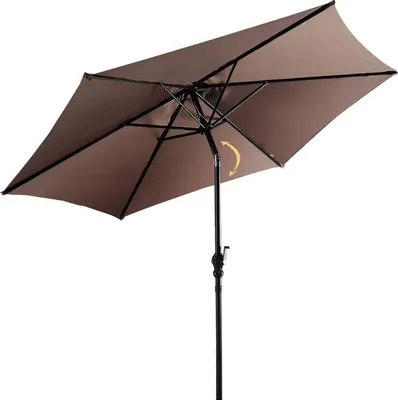 Produktbild von Sonnenschirm neigbar Φ3m, Sonnenschirm mit Handkurbel, Gartenschirm Terrassenschirm faltbar, Kurbelschirm Strandschirm mit UV Schutz, Hängeschirm Ampelschirm (Braun)
