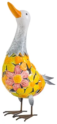 Produktbild von Dehner Dekofigur Ente, frostbeständige Gartenfigur, 23 x 41 x 13 cm, Eisen, gelb / grau
