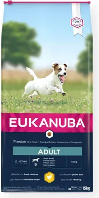 Zdjęcie produktu dla Eukanuba ADULT, Dorosły, Mini (5 - 10 kg), Kurczak, Indyk, 15 kg