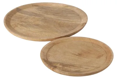 Produktbild von Boltze Teller Maino 2er Set Serviertablett Mango Holz ü 26-35cm Schale
