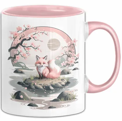 Produktbild von Fuchs Tierliebhaber Tasse Geschenk Lustige Geschenkidee Spruch Japanischer Kitsune Fuchs (Rosa)