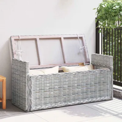 Produktbild von Langlebige Sitzbank mit Stauraum Weiß gewaschen 110 x 40 x 50cm Rattan - Möbel817119 - Sitzbänke